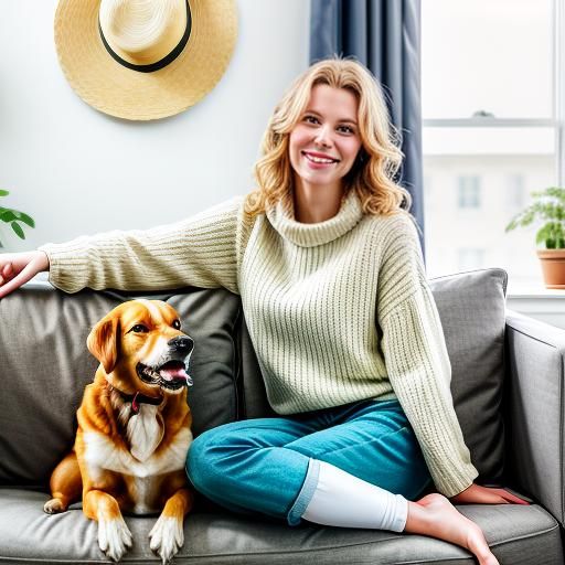 Pet Owner with her pet dog in a pet friendly VRBO Vacation Home Rental